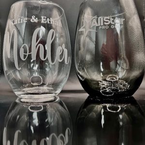 Etched Stemless Wine Glass - 20.5